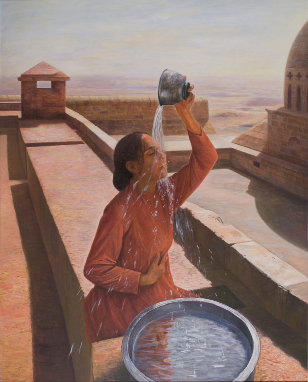 Frau mit Wasserschale