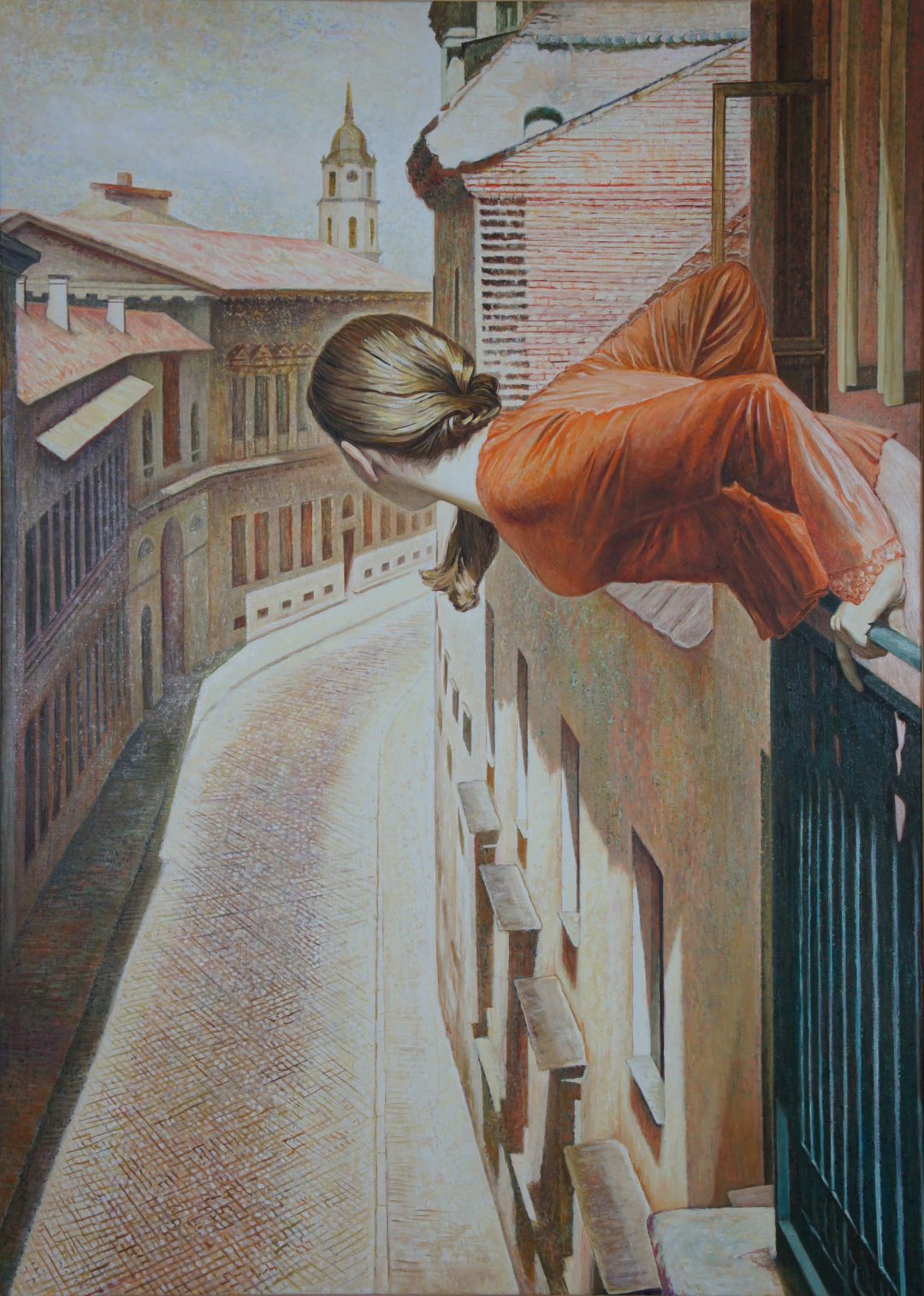 Frau auf Balkon